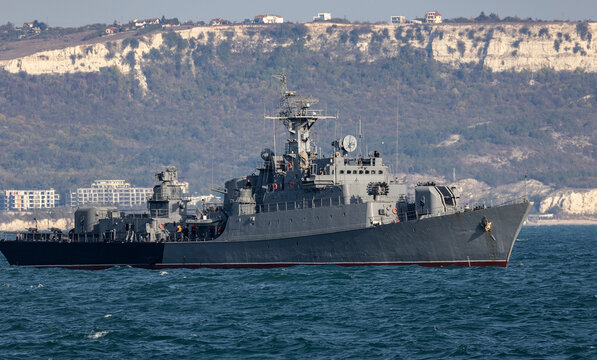 War Ship during mission of protect and rescue in sea.