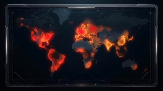 Global map showing outbreak hotspots in vibrant colors