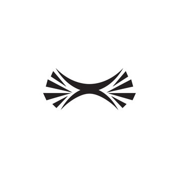 Abstract Black Shape with Radiating Lines on White Background
