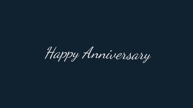 Happy Anniversary elegant script animation on dark blue background