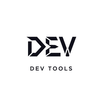 Typographic dev tools logo design using sharp angled letters for software company.