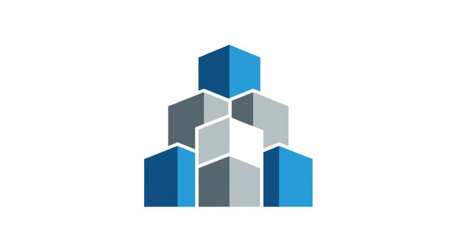 Abstract geometric building blocks stacked, modern design concept