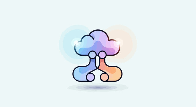 Abstract cloud computing logo with colorful design and modern style.