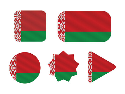 Belarus flag set featuring various geometric shapes and decorative ornate border graphic elements