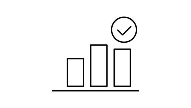 Voting Poll and Survey Results Bar Chart Minimalist Black Line Vector Icon on White Background, Featuring Editable Stroke for Customizable Line Thickness and Professional Graphic Illustration.