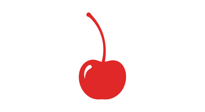 Single Red Cherry with Stem.