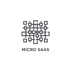 Fototapeta premium Micro saas logo featuring interconnected squares representing network and software services.