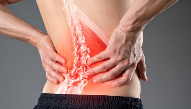 Close-up of Person Suffering from Lower Back Pain and Lumbar Spine Inflammation