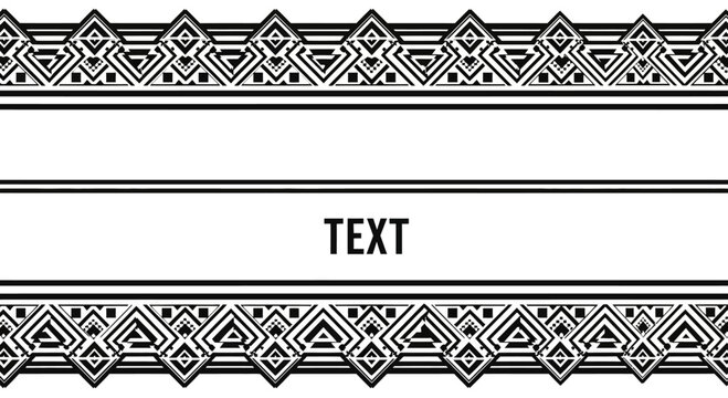 Black and white decorative tribal border frame with space for text.