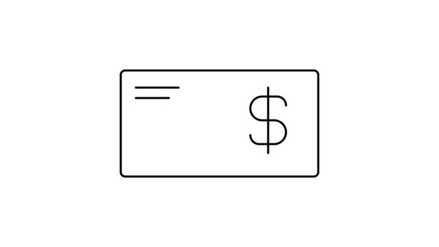 Minimalist Black Line Vector Icon of a Business Card or Credit Card with Dollar Sign and Editable Stroke, Clean Outline Illustration for Finance, Payment, and Banking Concepts on White.