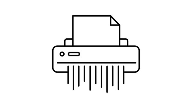 Document Shredder Minimalist Black Line Vector Icon with Editable Stroke, Representing Data Privacy and Office Security, Clean Outline Illustration for Business and Information Protection.