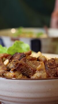 Vietnamese Grilled Pork Rice Bowl Bun Thit Nuong in Restaurant