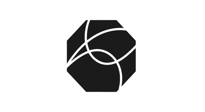 Black Geometric Shape with White Lines.