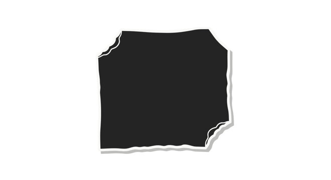 Black torn paper fragment on white.