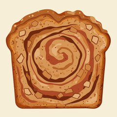 Single Slice of Cinnamon Swirl Bread with Raisins and Nuts Vector Illustration Isolated on Plain Background © Cocok
