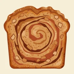 Single Slice of Cinnamon Swirl Bread with Raisins and Nuts Vector Illustration Isolated on Plain Background © Cocok