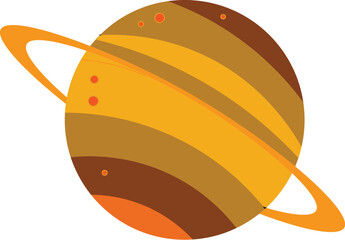 Stylized illustration of a ringed planet, resembling Saturn, depicted with warm colors and a simple, playful design, perfect for educational content or cosmic themes © Amri Grafika