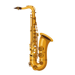 Naklejka premium Professional Golden Saxophone Vector Illustration Isolated on White Background