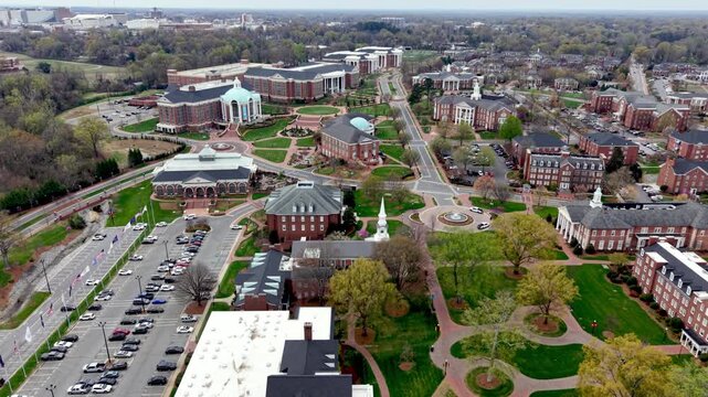 aerial pullout over the high point university campus