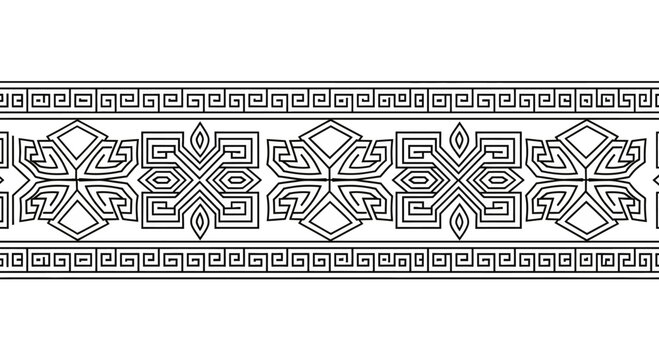 Seamless Ancient Greek Geometric Pattern Border.