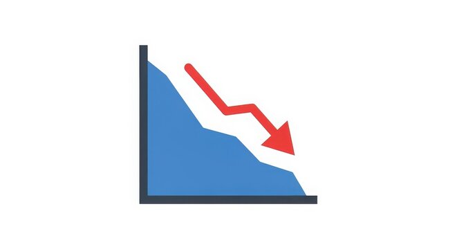 Graph illustration showing a downward trend with a red arrow downward decrease negative business illustration statistics analysis