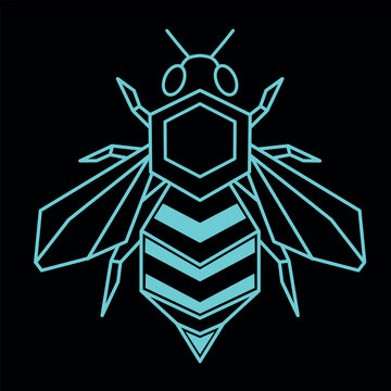 Logo Mascot Bee Neon Cyberpunk