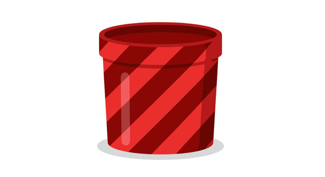 Red striped container, isolated on white background