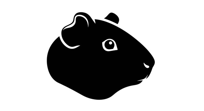 Black Silhouette of a Guinea Pig Head.