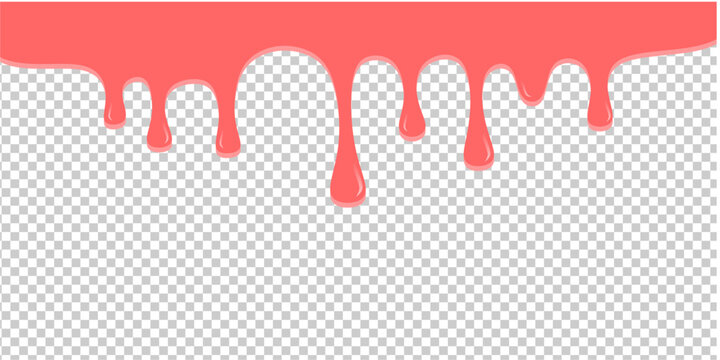 Wavy syrup illustration. Dripping candy illustration background. Pink ice cream drip illustration. Fast food caramel drip illustration. Hand-drawn milk drip on transparent background.