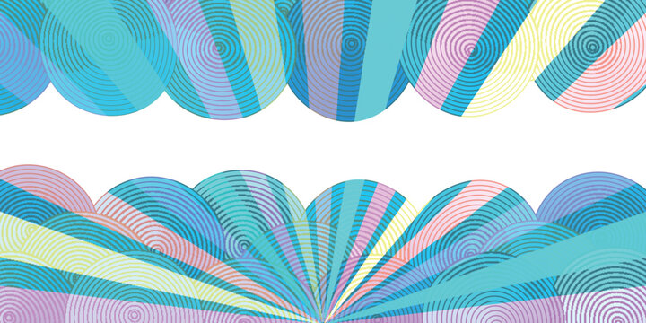 Abstract Geometric Background with Colorful Concentric Circles and Radiant Lines