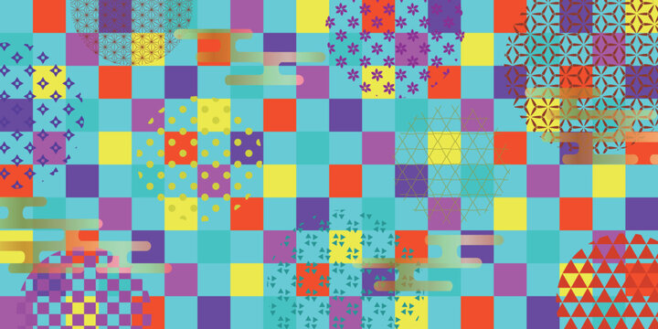 Vibrant Neon Japanese Pattern Modern Design