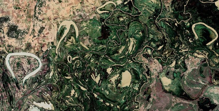 Hadejia River Sinuous Curves and Agricultural Landscape, Nigeria