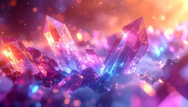 Vibrant crystalline structures in colorful abstract.