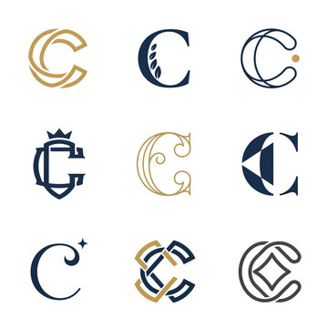 Creative letter C logo icon set for luxury elegant business