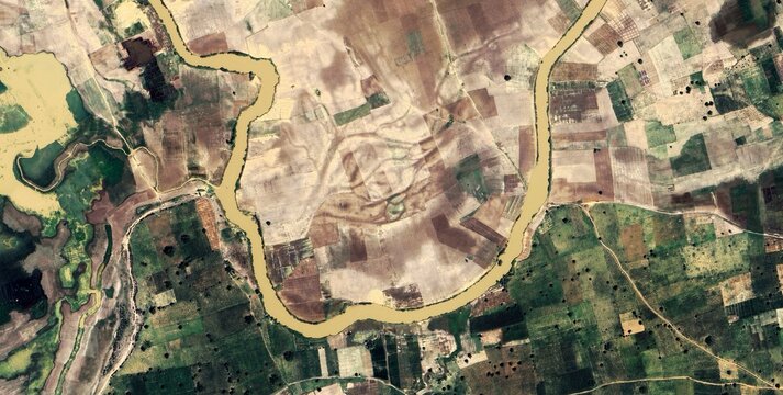Hadejia River Sinuous Curves and Agricultural Landscape, Nigeria