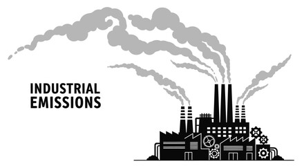 Fototapeta premium Industrial factory building with heavy smoke emissions from chimneys.