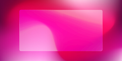 Fototapeta premium Pink glassmorphism background with transparent frosted glass rectangle card, modern neon UI banner template with copy space for text or logo