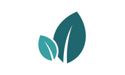 Naklejka premium Elegant Teal Leaves Icon Representing Nature's Growth and Environmental Health