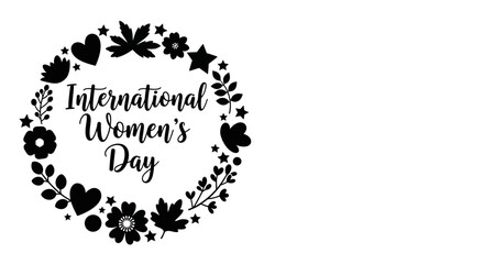International Womens Day floral wreath graphic with elegant typography. © Camilia_Deena