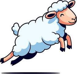 Obraz premium Vibrant cartoon sheep happily leaping through the air, embodying a sense of freedom and whimsical charm, perfect for storytelling or restful sleep concepts