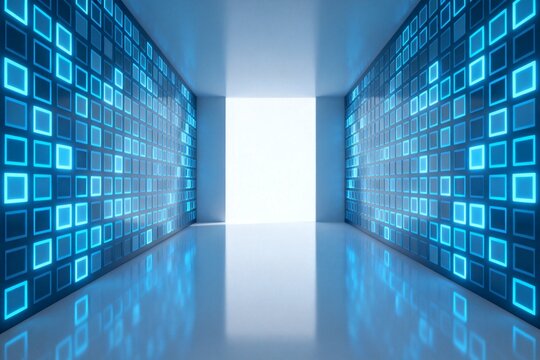 Blue glowing square corridor