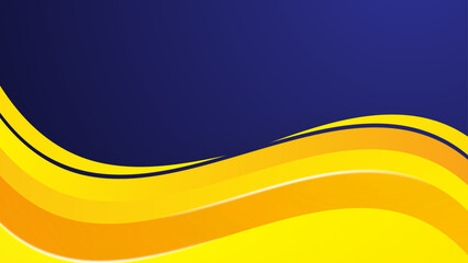 Modern navy blue background with striking yellow and orange wavy lines for professional corporate branding © SyahCreation