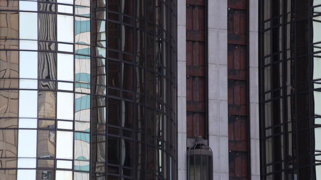 Old Exterior Elevators Moving Down On Building