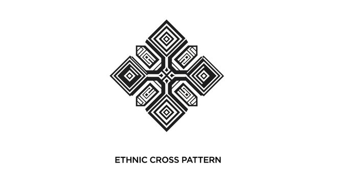 Minimalist Ethnic Cross Pattern with Geometric Lines.