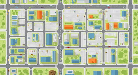 Aerial View of a City Grid with Buildings and Streets. © Siala Ban