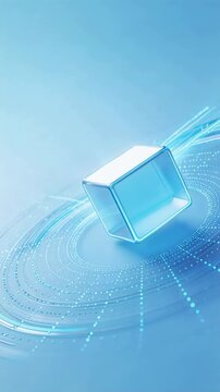 Blue cube with digital patterns