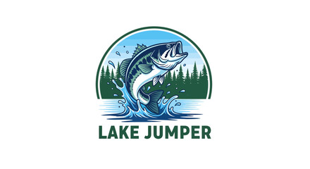 Fototapeta premium Dynamic bass fish leaping from water creating a powerful splash.