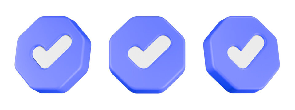 checklist icon 3d render blue button