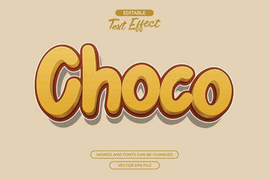Choco editable text effect with cartoon text style