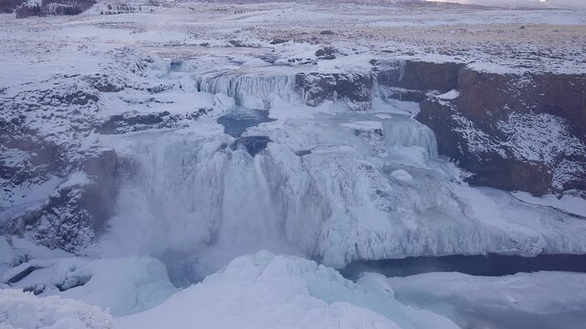 Reykjafoss, a charming waterfall in Varmahl&iacute;&eth;, the north of Iceland